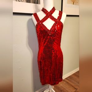 Niteline Red Sequin Bejeweled dress